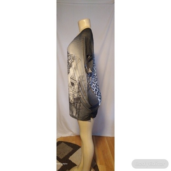 Black Tunic Top With Leopard/Eiffel Tower 3X - Picture 13 of 16